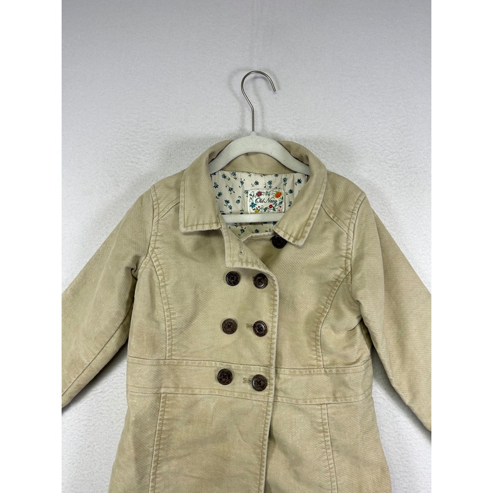Dark‎ Academia Old Navy Kids 5T Tan Corduroy Double Breasted Peacoat Jacket - Picture 7 of 9